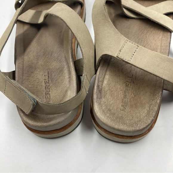 Merrell Leather Sandals  8 Taupe Velcro Juno BackStrap - Picture 13 of 16